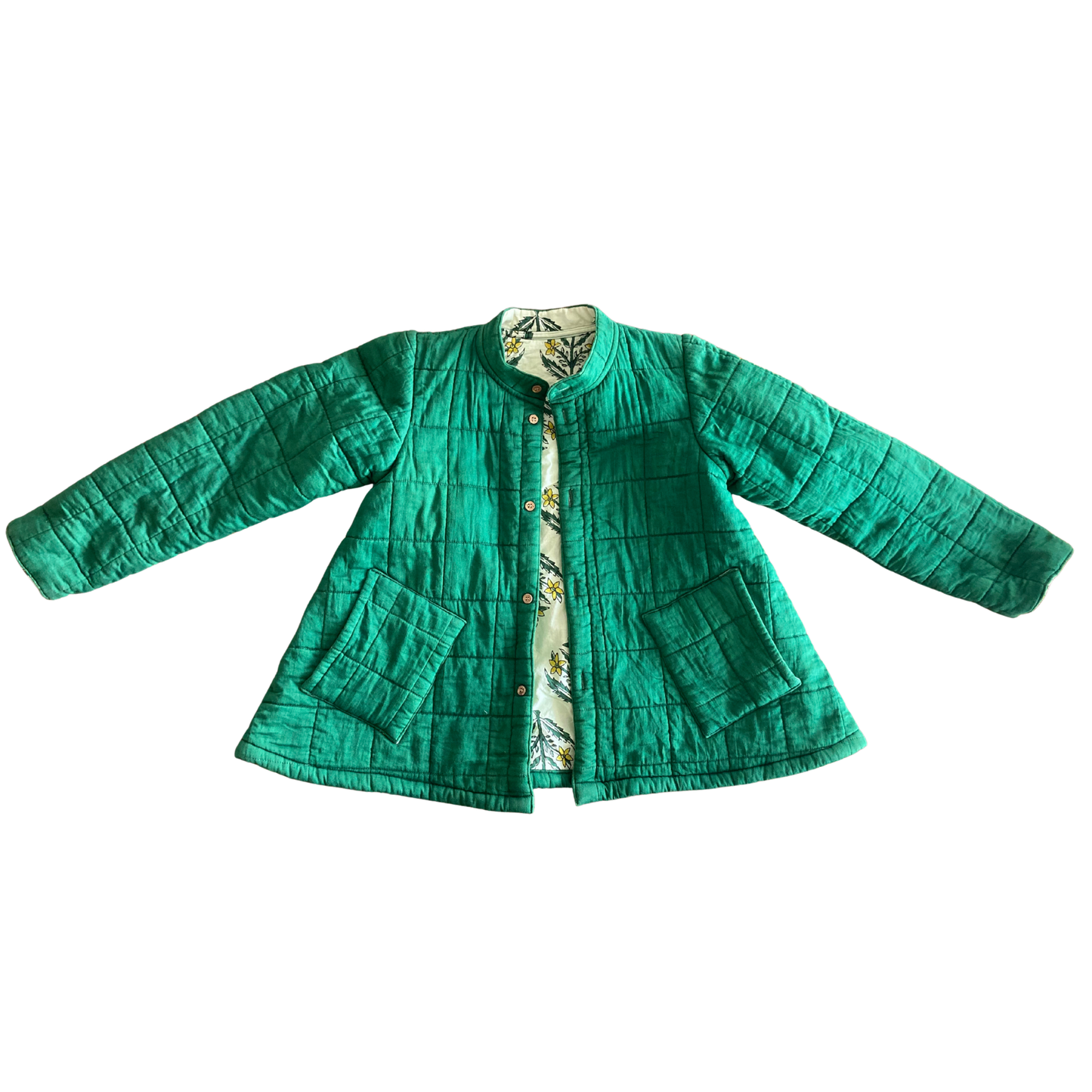 100% Quilted Double-sided Cotton Jacket | Emerald Green