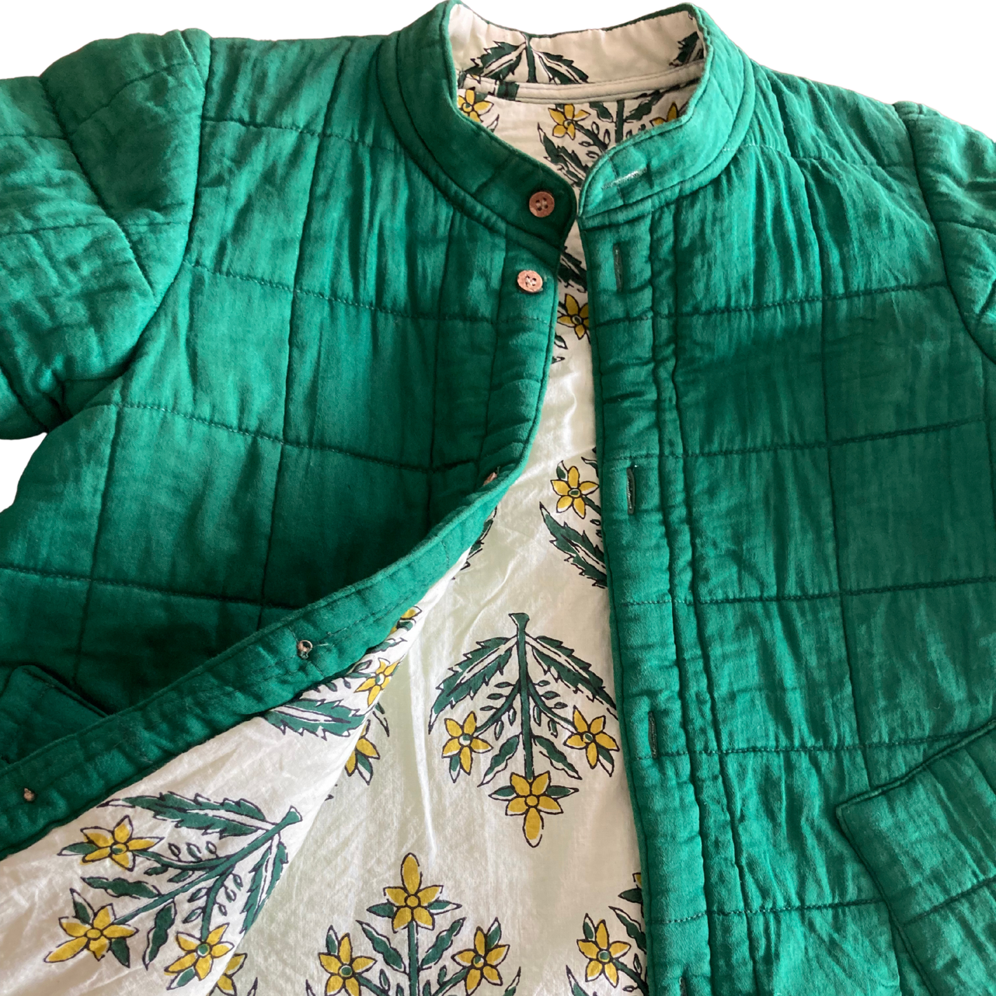 100% Quilted Double-sided Cotton Jacket | Emerald Green