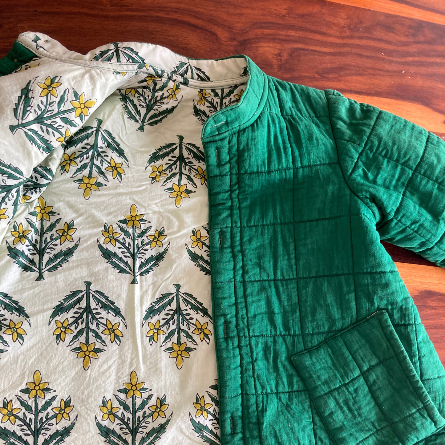 100% Quilted Double-sided Cotton Jacket | Emerald Green