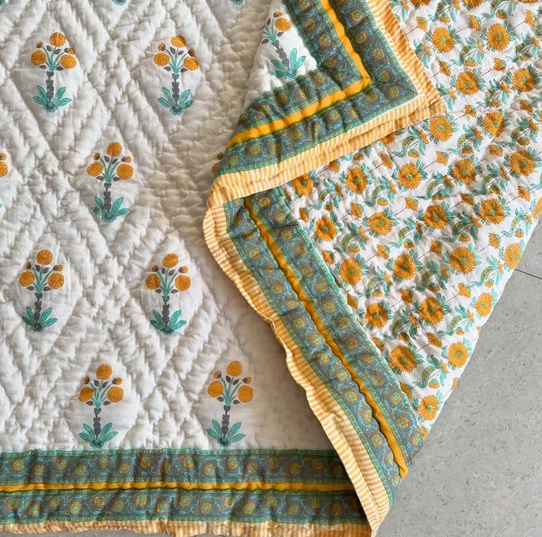 Zoon - 100% Soft Cotton Organic Quilt/Blanket- Handcrafted in Jaipur