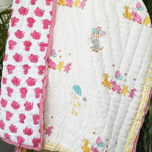 'Jungle Hug'- Reversible Baby Quilt|Blanket