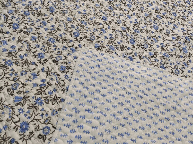 'Noor'- 100% Soft Cotton Quilt/Blanket- Handcrafted in Jaipur