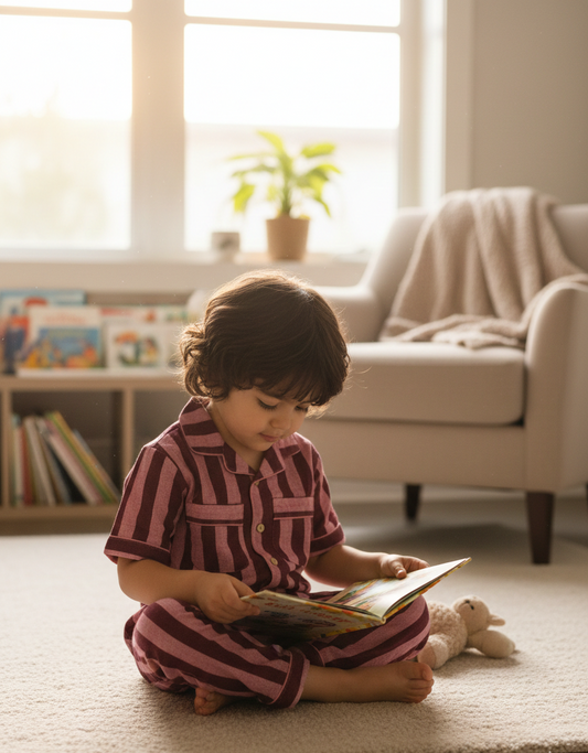 Classic Two-piece Cotton Pajama Set | Magenta
