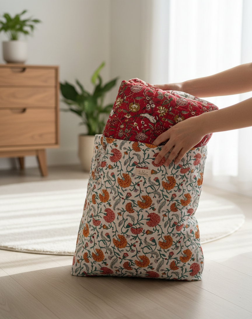 Kalee - 100% Soft Cotton Quilt/Blanket- Handcrafted in Jaipur