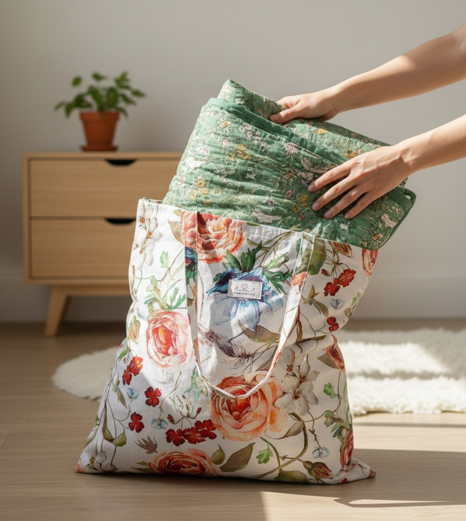 Kalee - 100% Soft Cotton Quilt/Blanket- Handcrafted in Jaipur