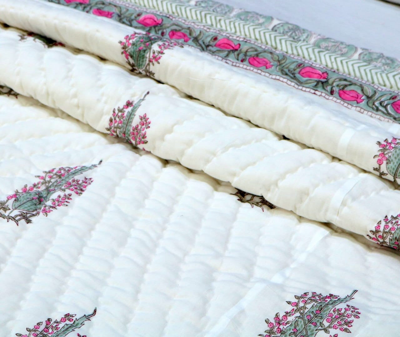 Rose Pink 100% Soft Cotton Quilt/Blanket- Handcrafted in Jaipur