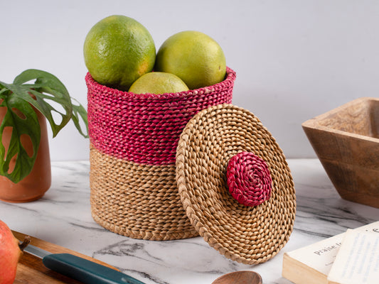Decorative Hogla Basket with Lid for Home Storage