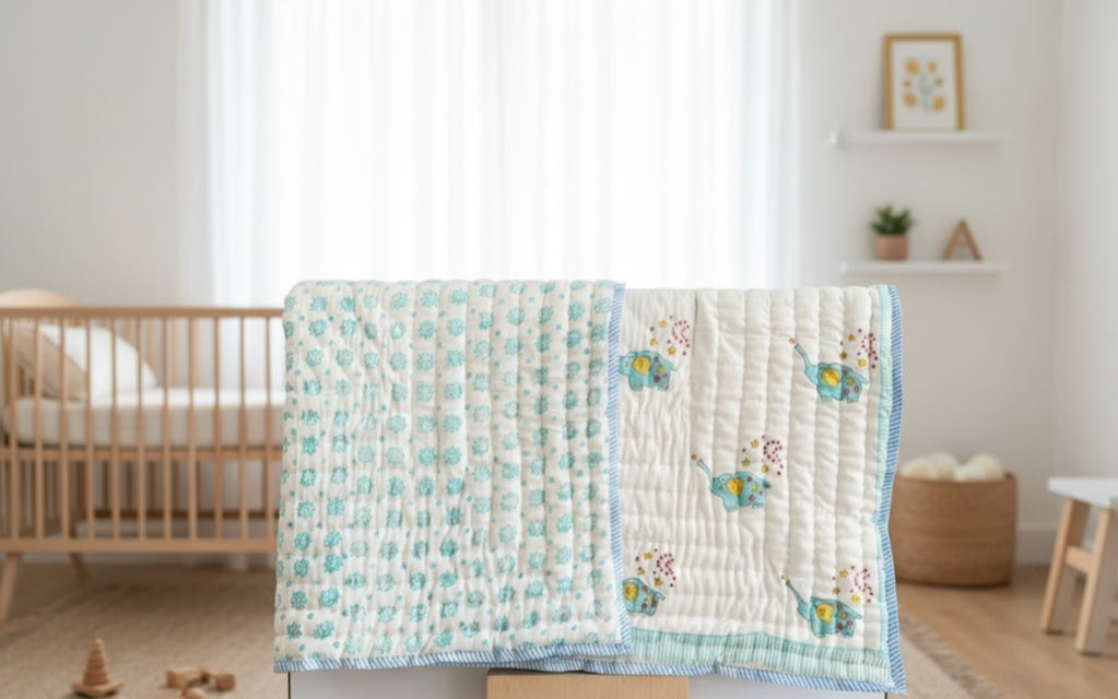 'Ellie The Elephant'- Reversible Baby Quilt|Blanket