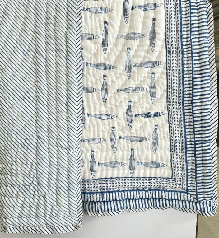 'Milo'- Reversible Baby Quilt|Blanket