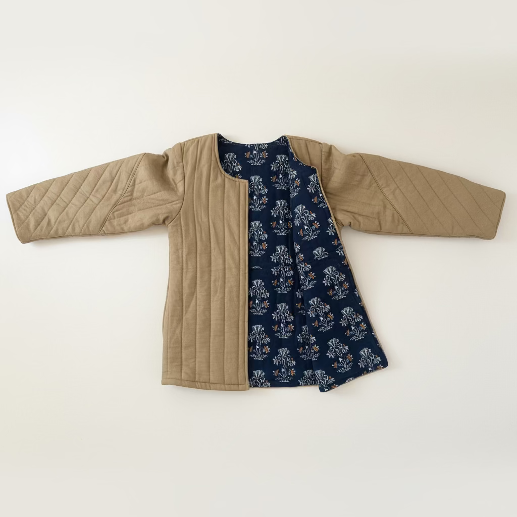 100% Quilted Cotton Reversible Jacket | Mustard