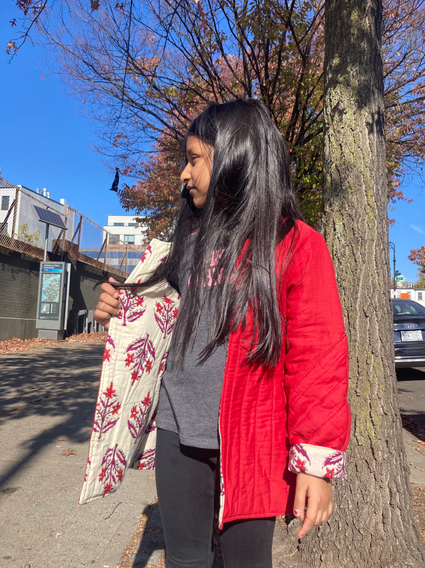 100% Quilted Cotton Reversible Jacket | Red