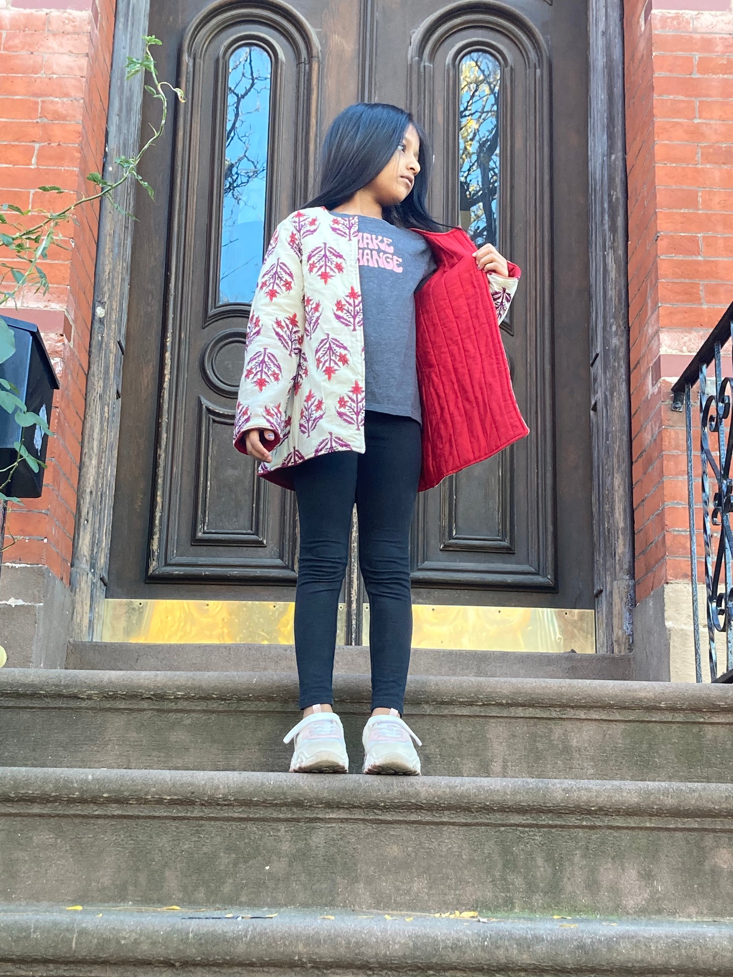 100% Quilted Cotton Reversible Jacket | Red