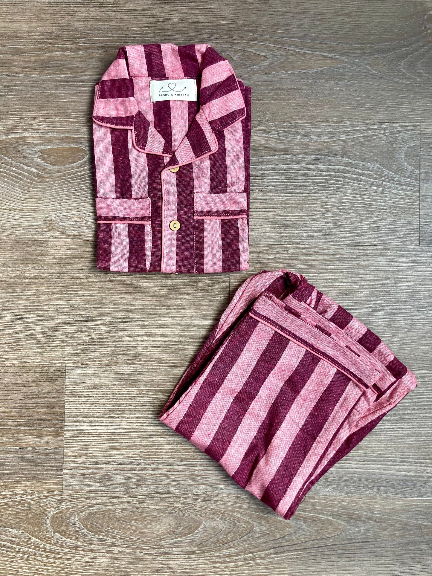 Classic Two-piece Cotton Pajama Set | Magenta