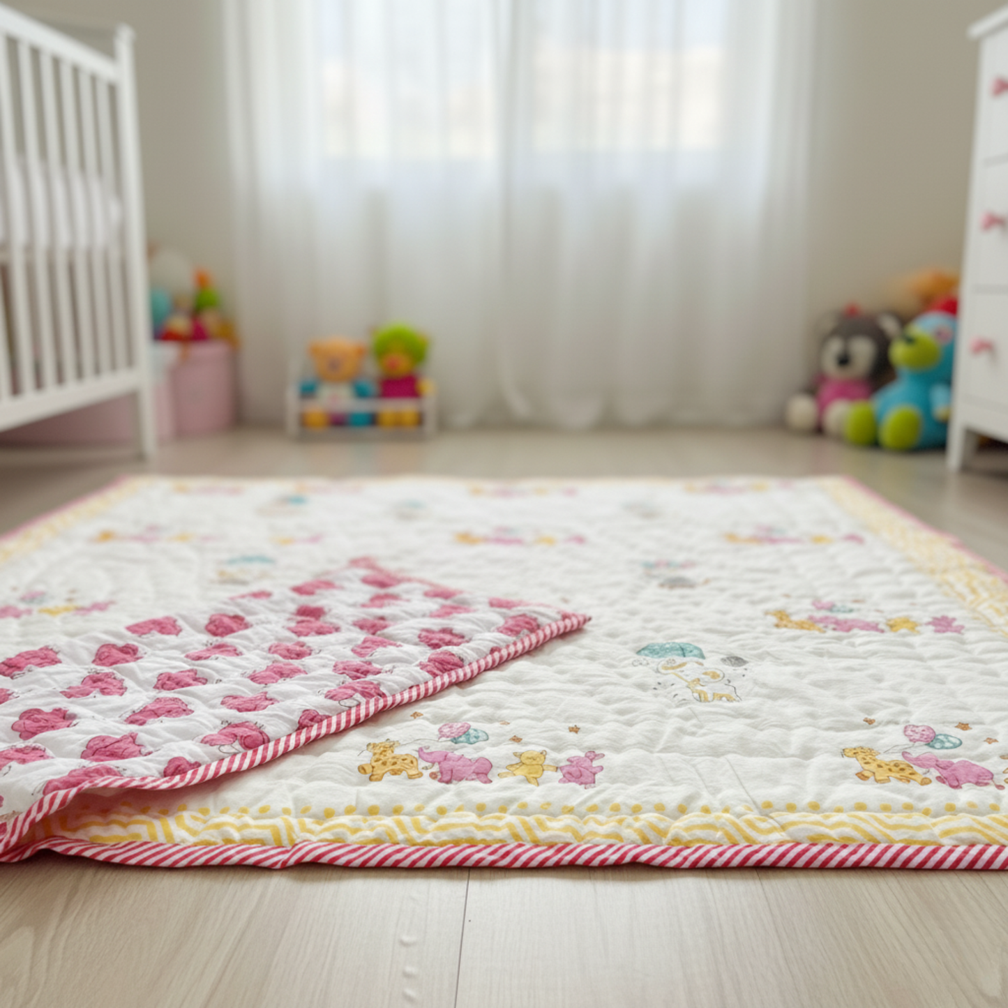 'Jungle Hug'- Reversible Baby Quilt|Blanket