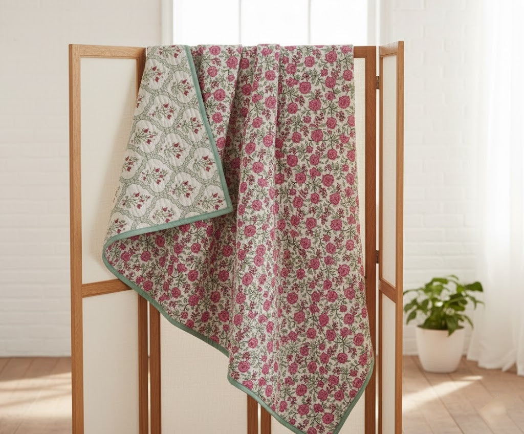 'Bagh'- 100% Soft Cotton Quilt/Blanket- Handcrafted in Jaipur