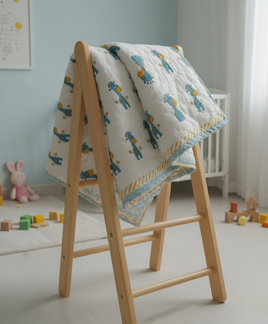 'Gigi Giraffe'- Reversible Baby Quilt|Blanket