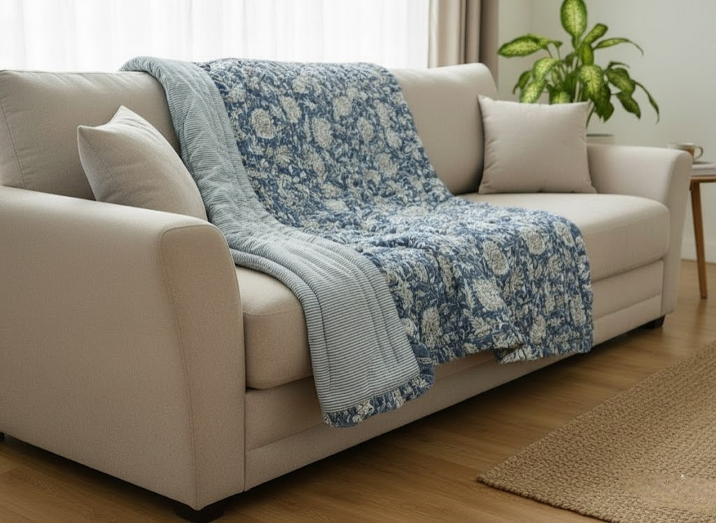 Mysa 100% Soft Cotton Summer Quilt / Blanket - Reversible