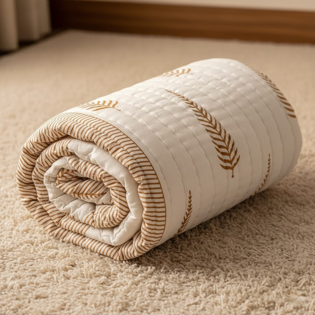 'Loom'- 100% Soft Cotton Organic Quilt/Blanket- Handcrafted in Jaipur