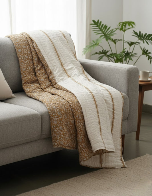 Aara 100% Soft Cotton Summer Quilt / Blanket - Reversible