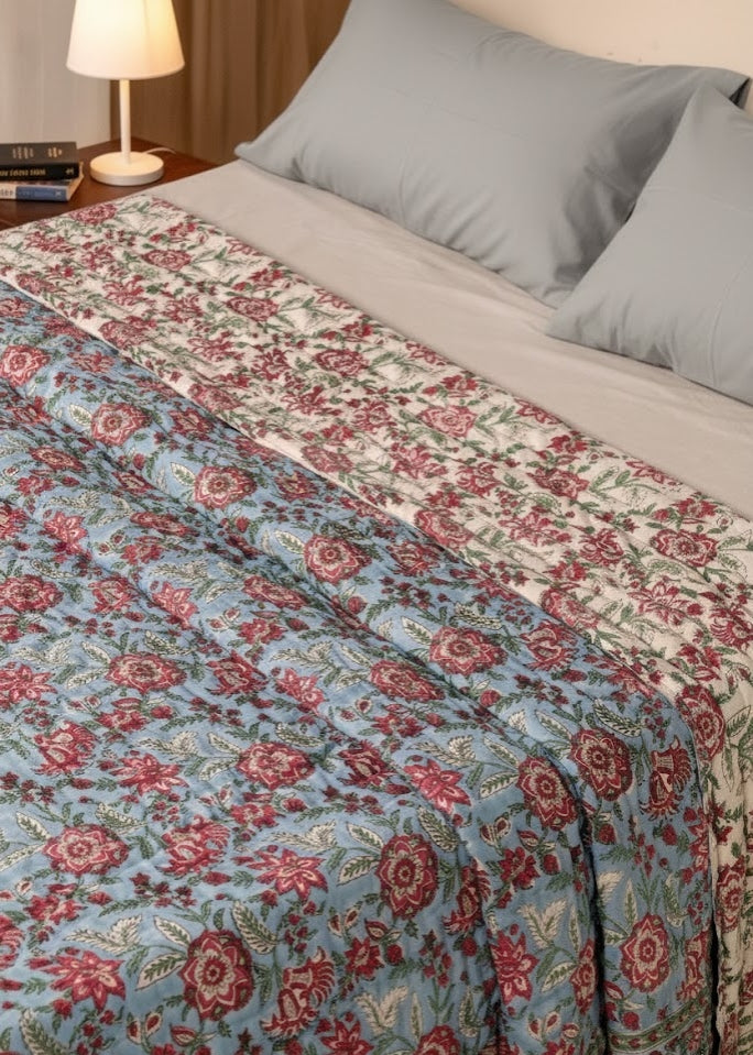 'Bahaar'- 100% Soft Cotton Quilt/Blanket- Handcrafted in Jaipur