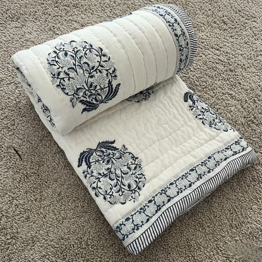 Morning Dew - 100% Organic Cotton Quilt Handcrafted in Jaipur