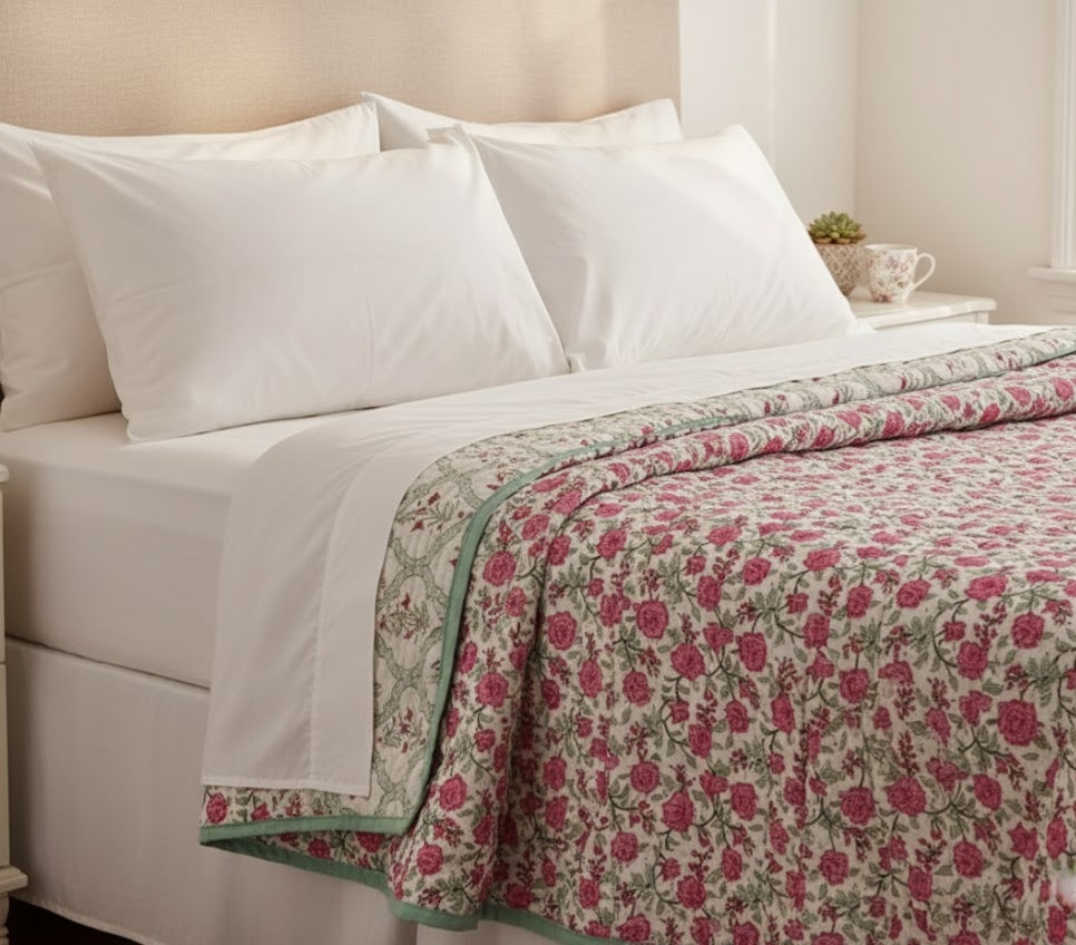 'Bagh'- 100% Soft Cotton Quilt/Blanket- Handcrafted in Jaipur