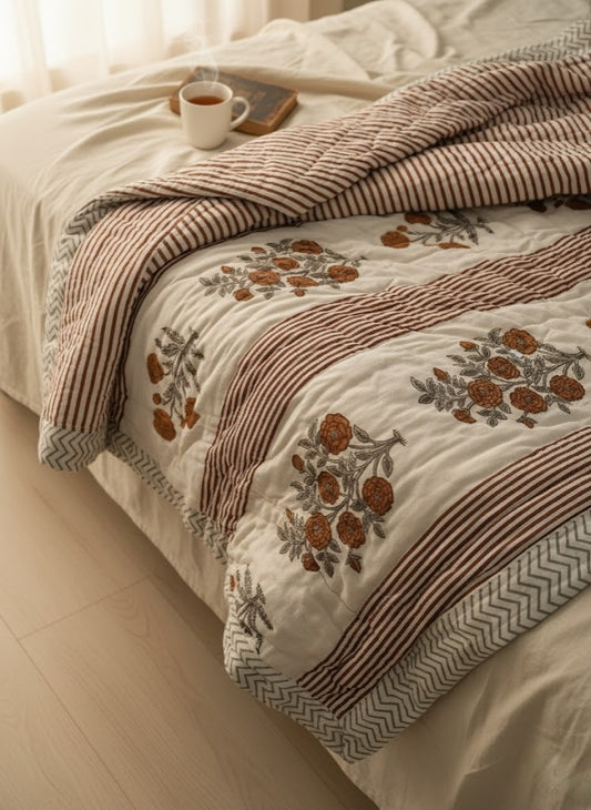 'Khara Kapas'- 100% Soft Cotton Quilt/Blanket- Handcrafted in Jaipur