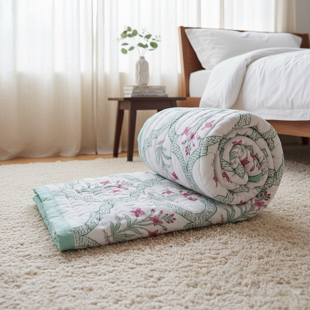 'Bagh'- 100% Soft Cotton Quilt/Blanket- Handcrafted in Jaipur