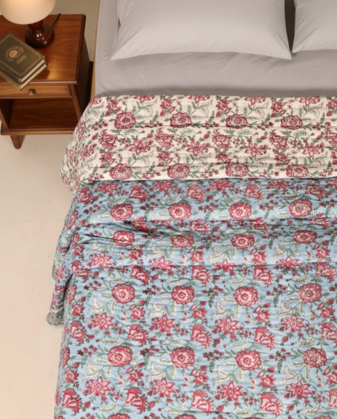 Bahaar Double Sided 100% Soft Cotton Quilt/Blanket