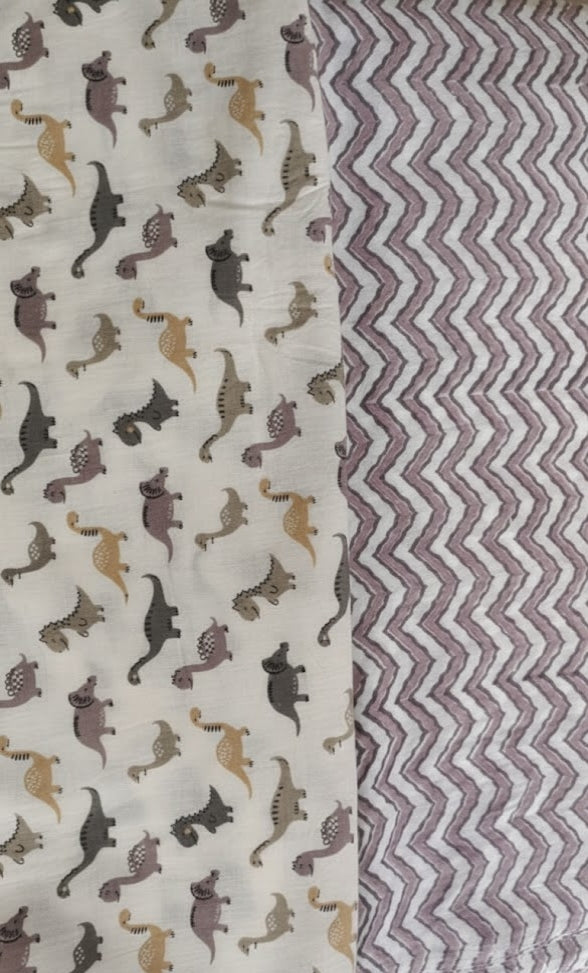 'Little Dino'- Reversible Baby Quilt|Blanket