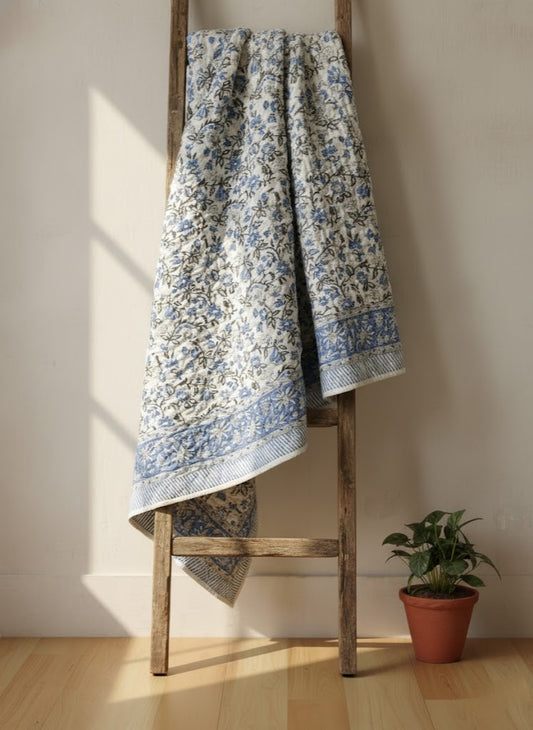'Noor'- 100% Soft Cotton Quilt/Blanket- Handcrafted in Jaipur