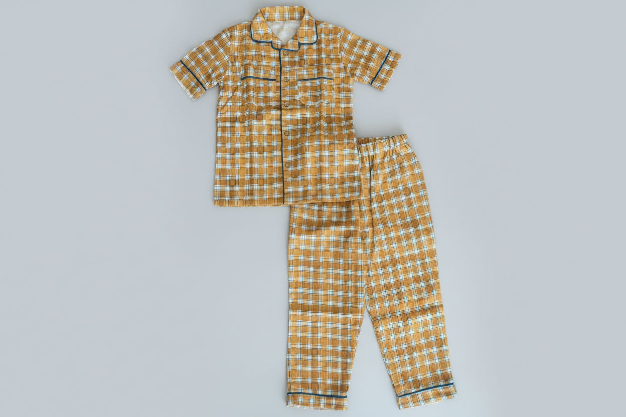 Two-piece Cotton Family Pajama Set | Mustard Checks