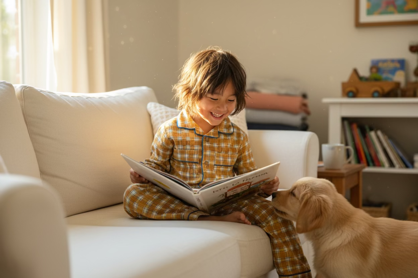 Two-piece Cotton Pajama Set | Mustard Checks