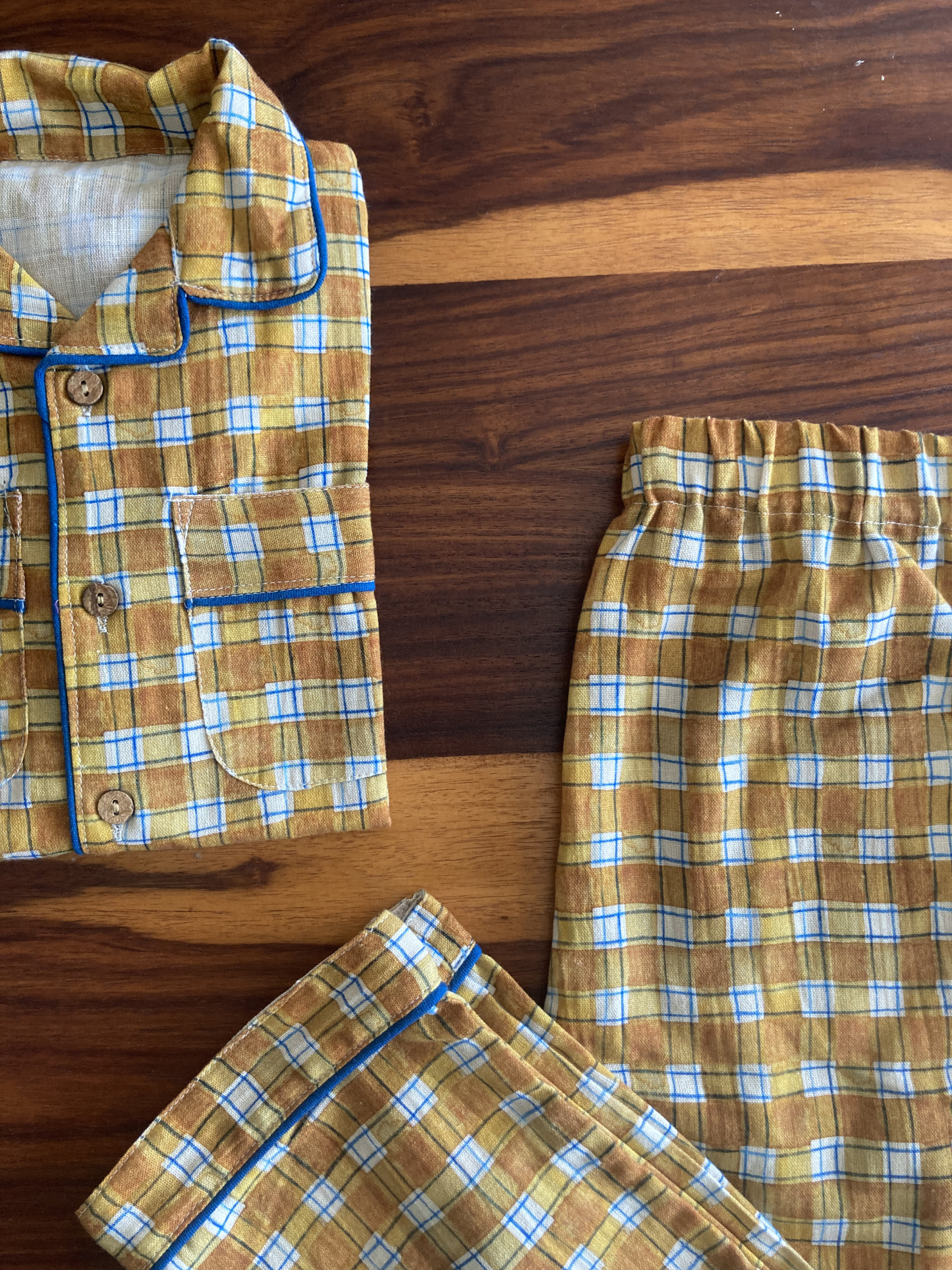 Two-piece Cotton Pajama Set | Mustard Checks