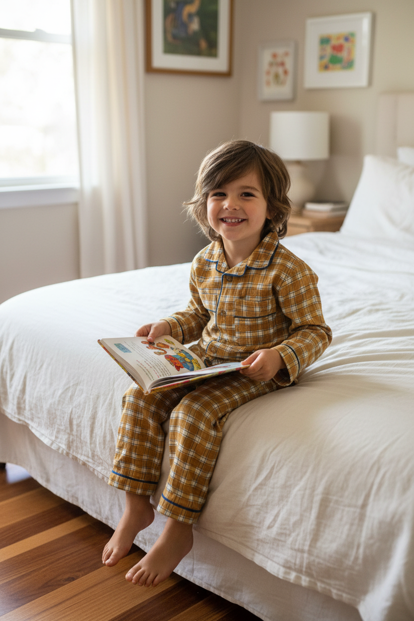 Two-piece Cotton Family Pajama Set | Mustard Checks