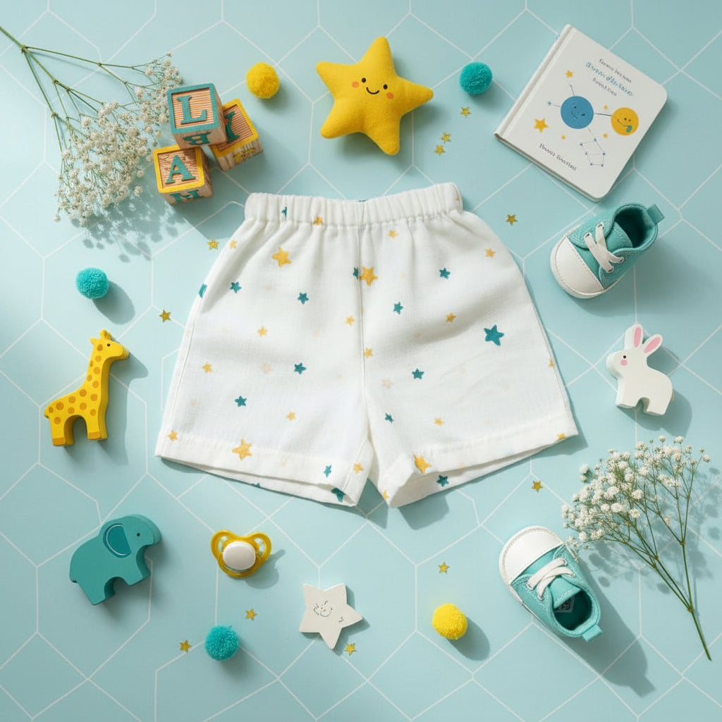 Fun Print Cotton Shorts for Babies & Toddlers – Soft Elastic Waist