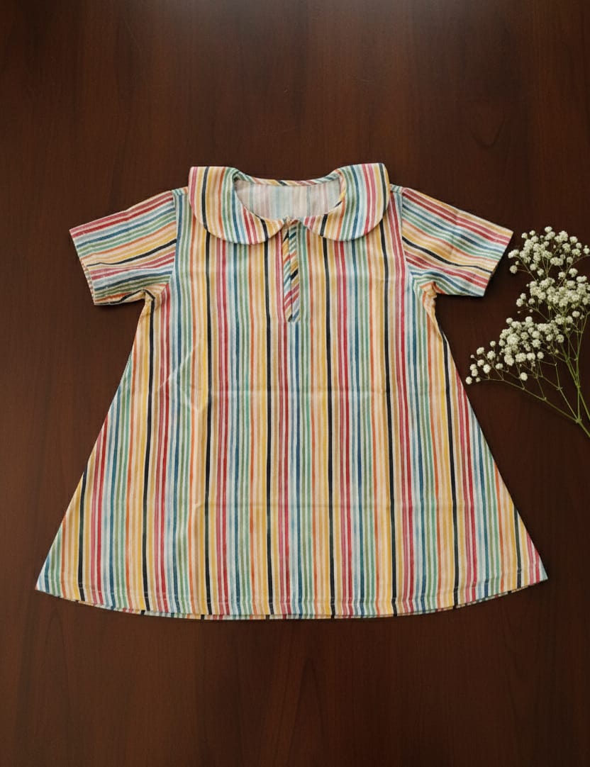 Rainbow Bell Shift Dress for Kids-100% Soft Cotton