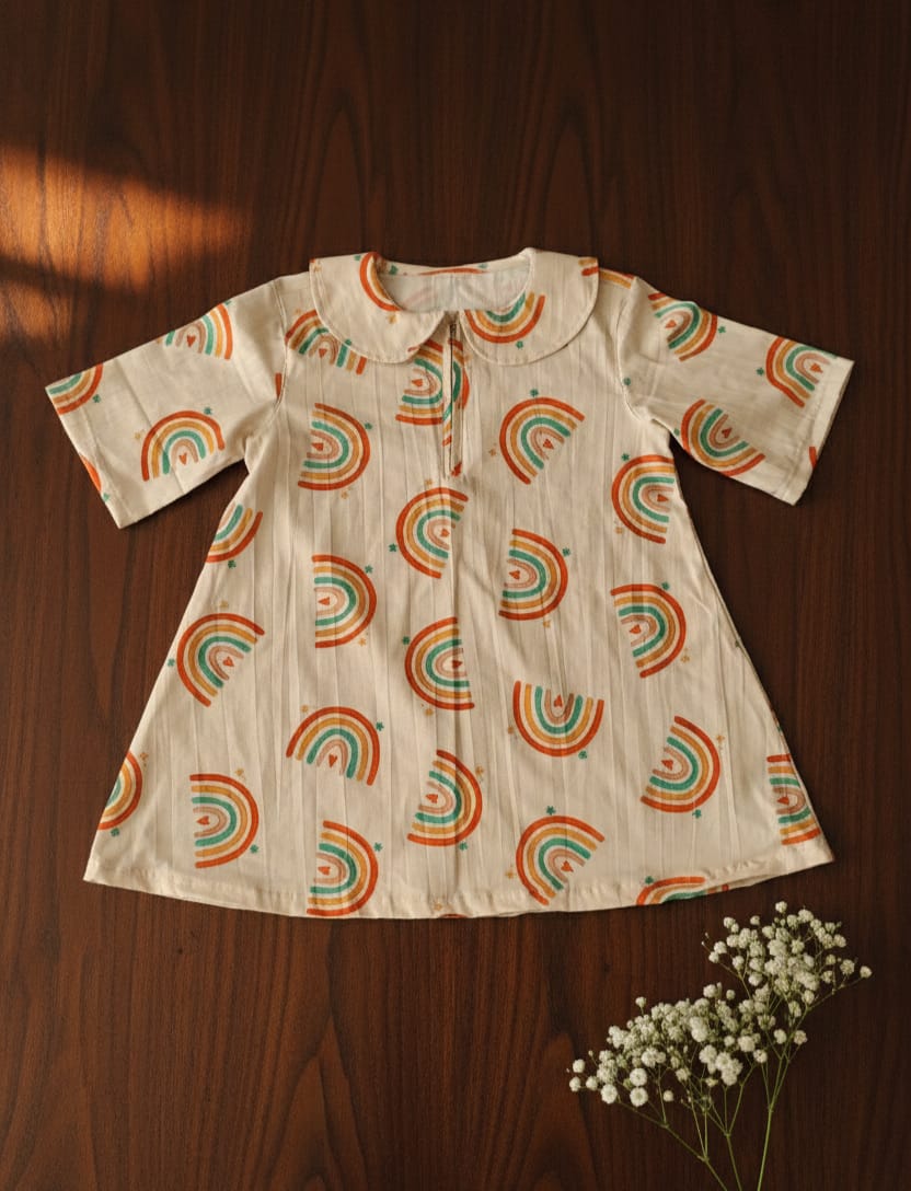Rainbow Bell Shift Dress for Kids-100% Soft Cotton