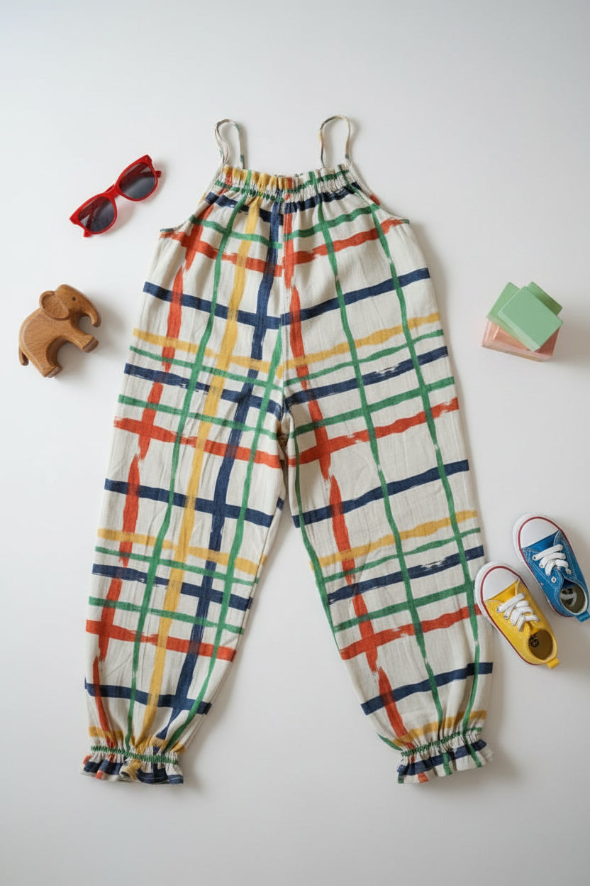 Colorful plaid patterned jumpsuit