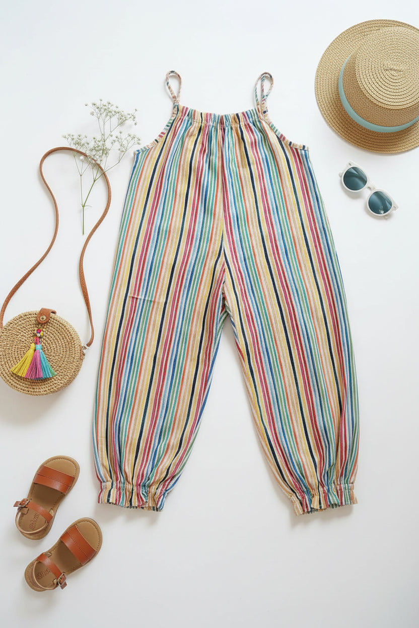 Colorful striped kids romper 