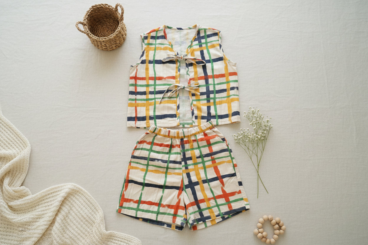 Bow-Tied 100% Cotton Two-Piece Set for Kids