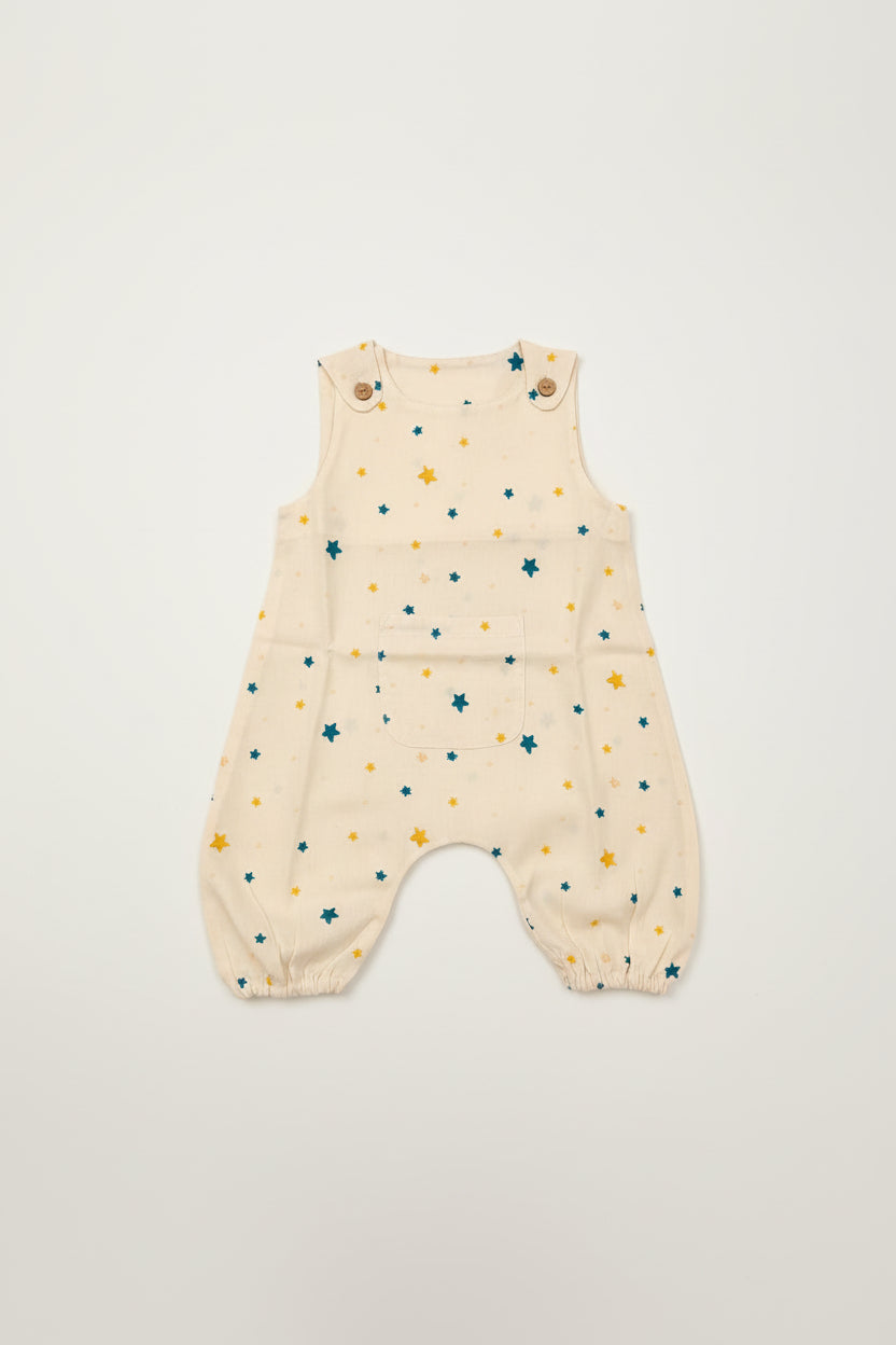 Kids' 100% Cotton Colorful Print Overalls with Pockets - Unisex
