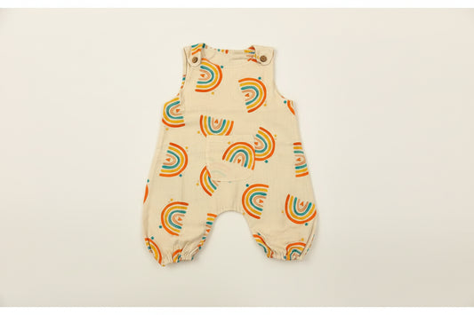 Kids' 100% Cotton Colorful Print Overalls with Pockets - Unisex