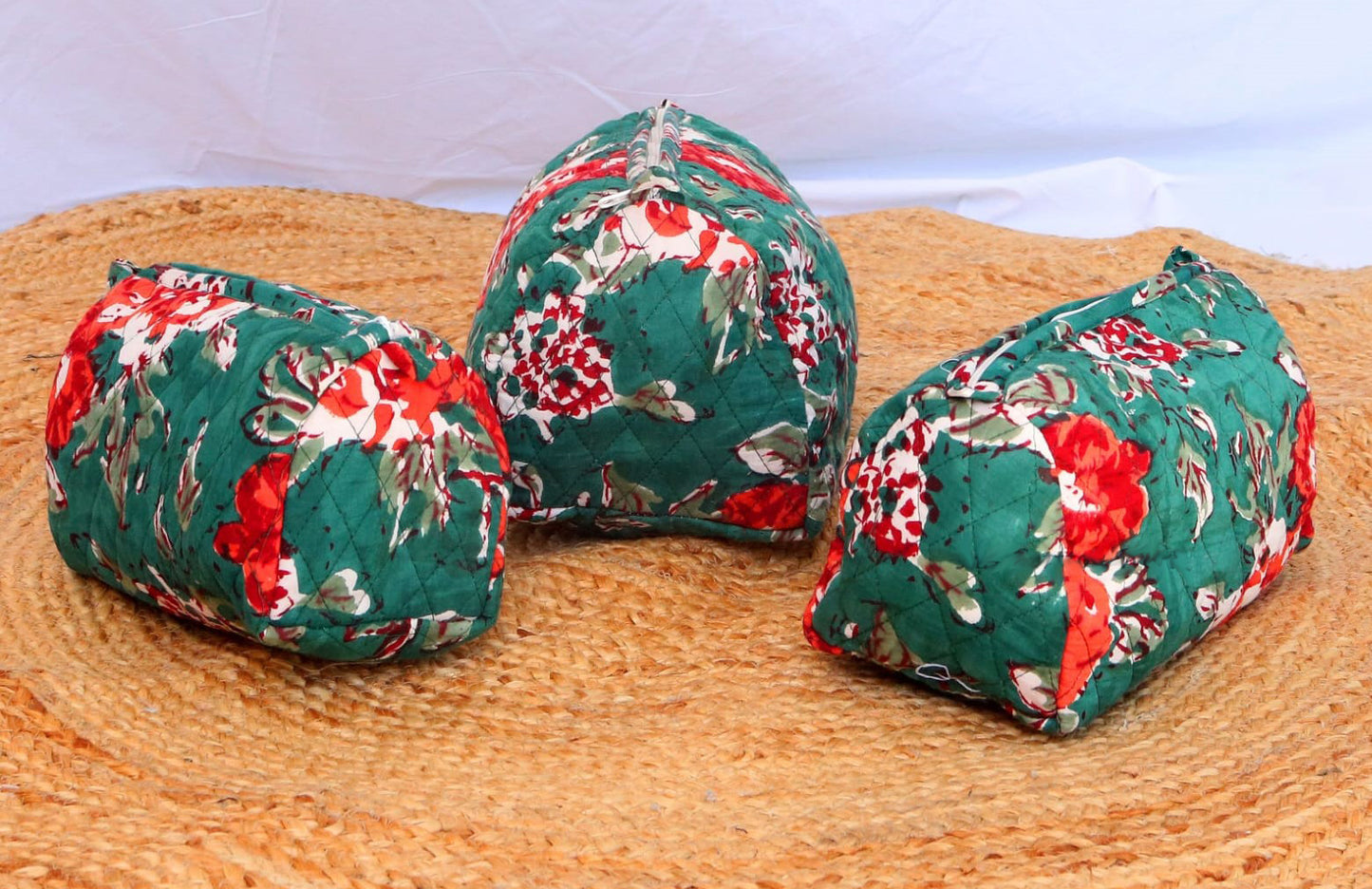 Boho blockprinted Travel Pouches ( set of 3 )