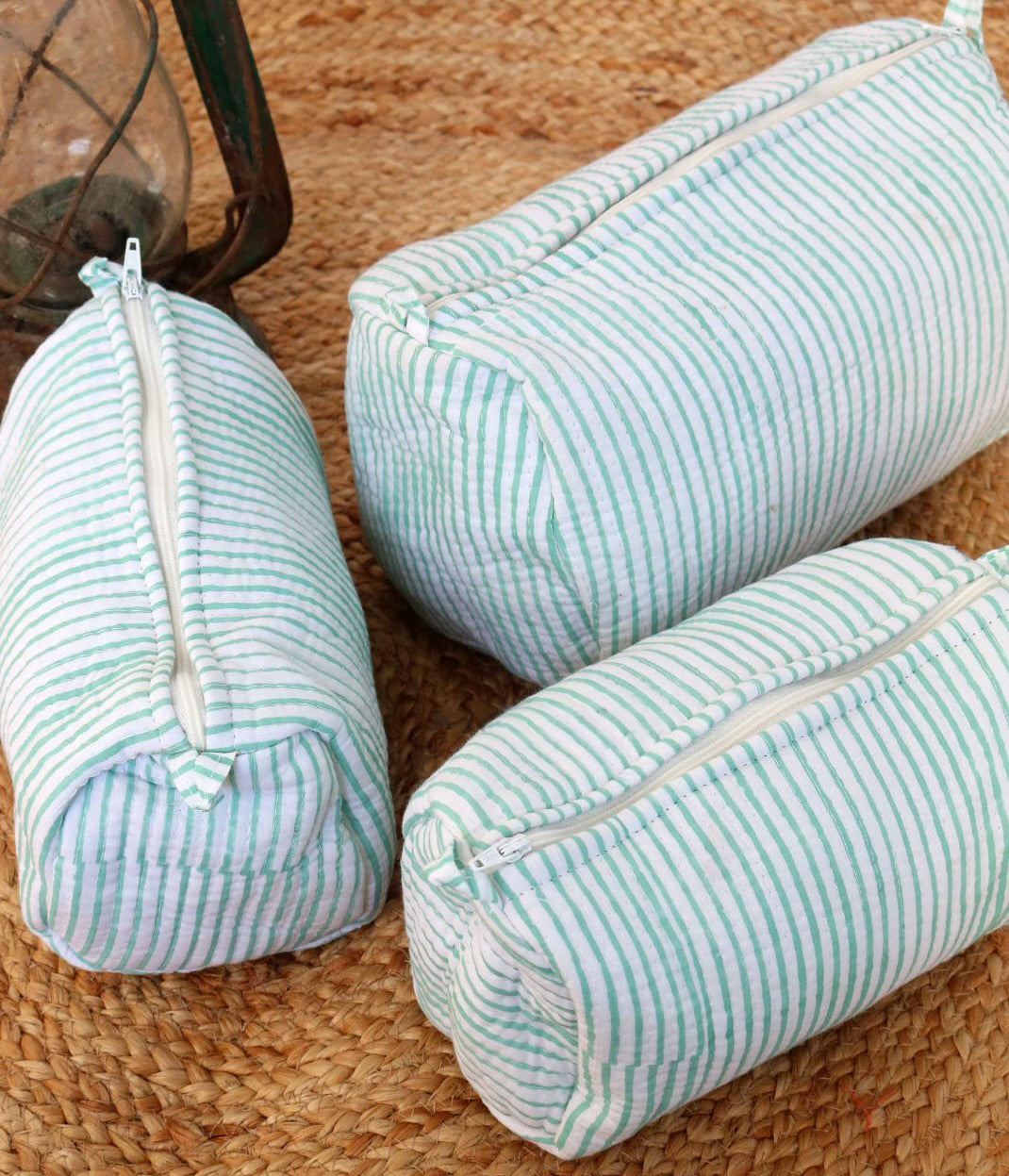 Boho blockprinted Travel Pouches ( set of 3 )