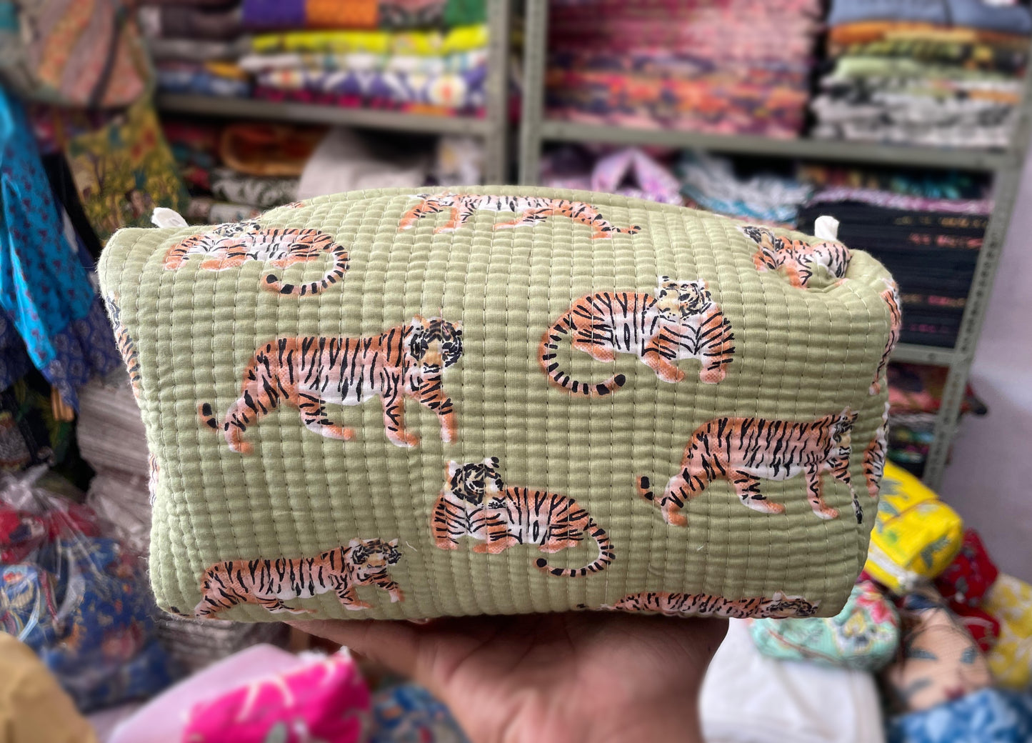 Blockprinted Cotton Vanity Pouch – Handmade & Travel Friendly