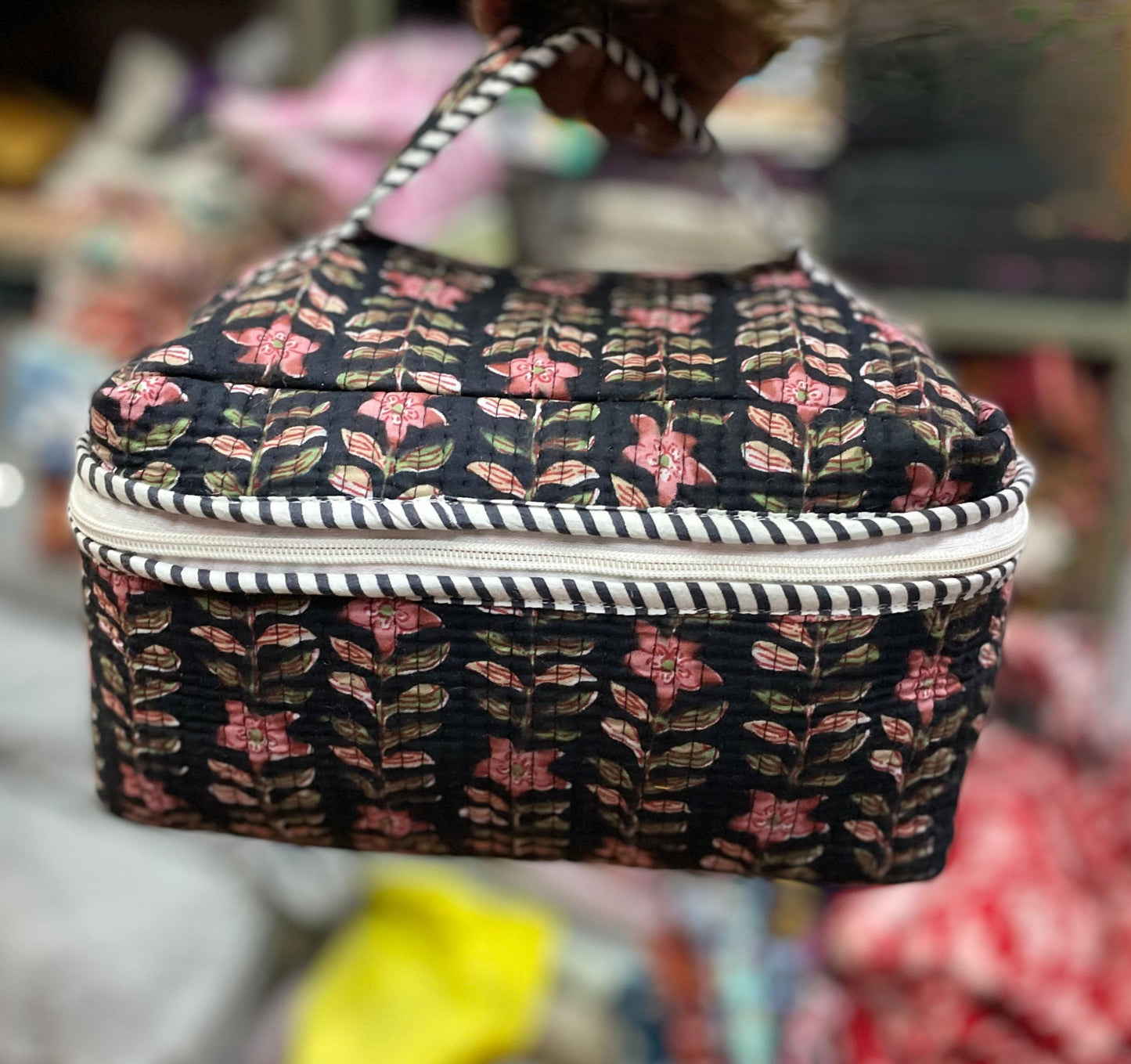 Blockprinted Cotton Vanity Pouch – Handmade & Travel Friendly