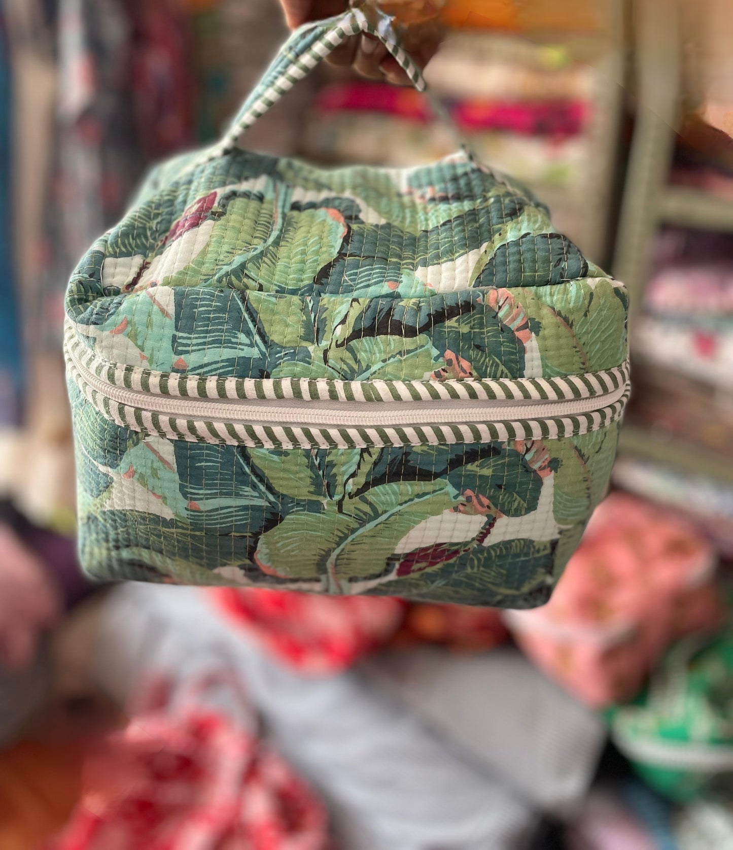 Blockprinted Cotton Vanity Pouch – Handmade & Travel Friendly