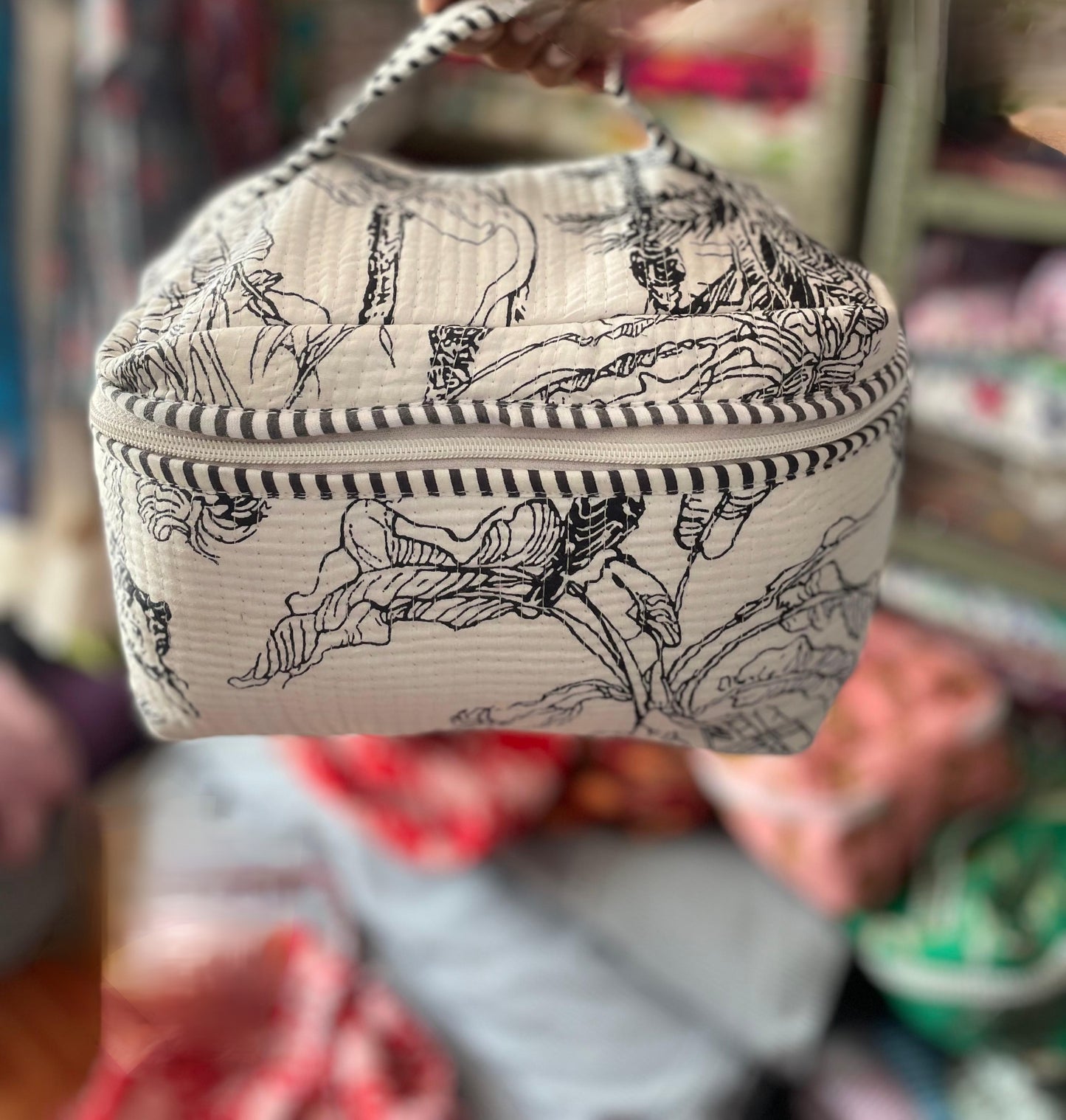 Blockprinted Cotton Vanity Pouch – Handmade & Travel Friendly