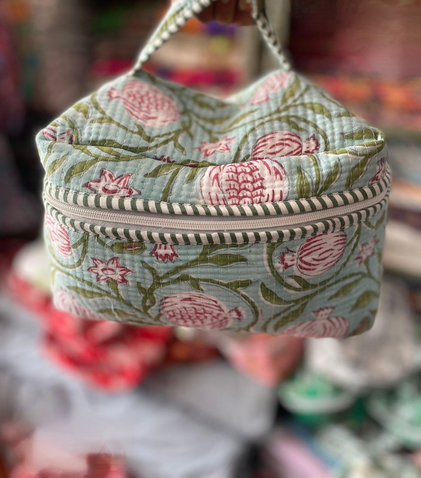 Blockprinted Cotton Vanity Pouch – Handmade & Travel Friendly